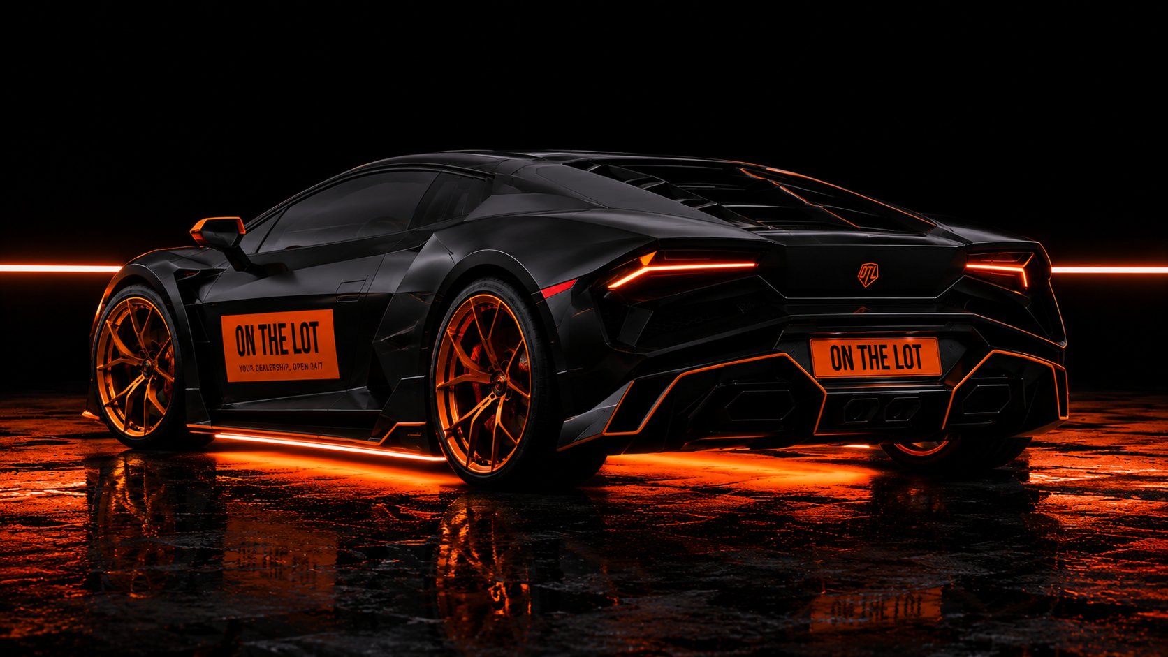 On The Lot rear angle car with orange glow